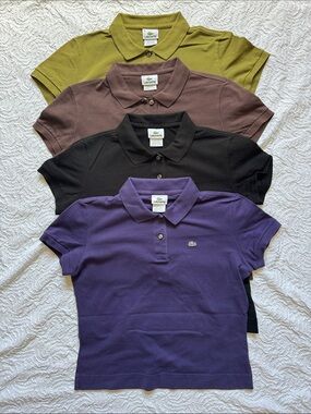 Lacoste Women's Short Sleeve Polo Lot in Purple, Black, Olive & Brown
